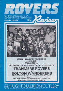 Tranmere Rovers v Bolton Wanderers Match Programme 1983-11-19